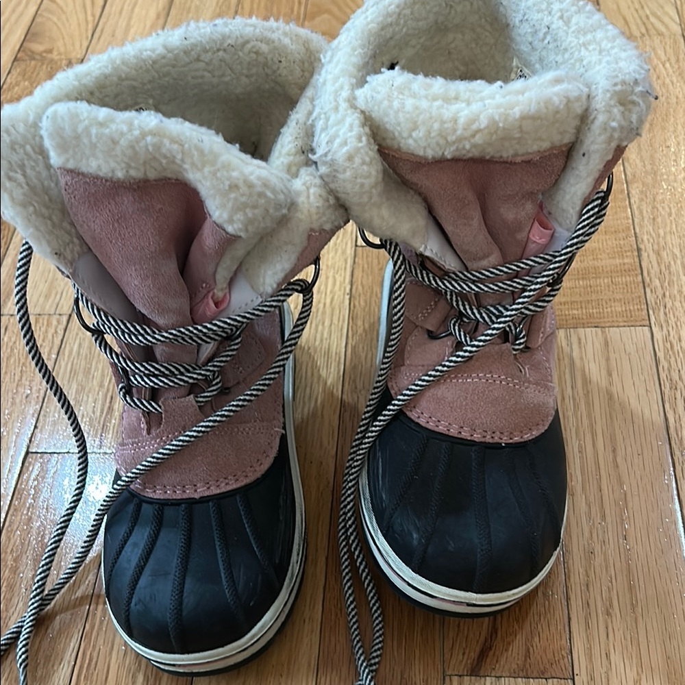 Stylish Pink and Black Fur Boots